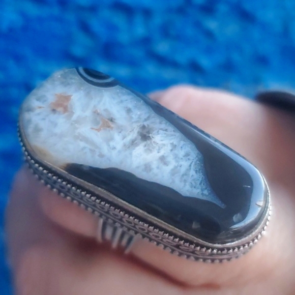 New Oversized Solar Quartz Agate 925 Silver Ring. - Picture 7 of 16
